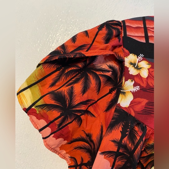 Vtg Aloha Republic 100% cotton red Hawaiian sunset dress.Size Large - Picture 2 of 8